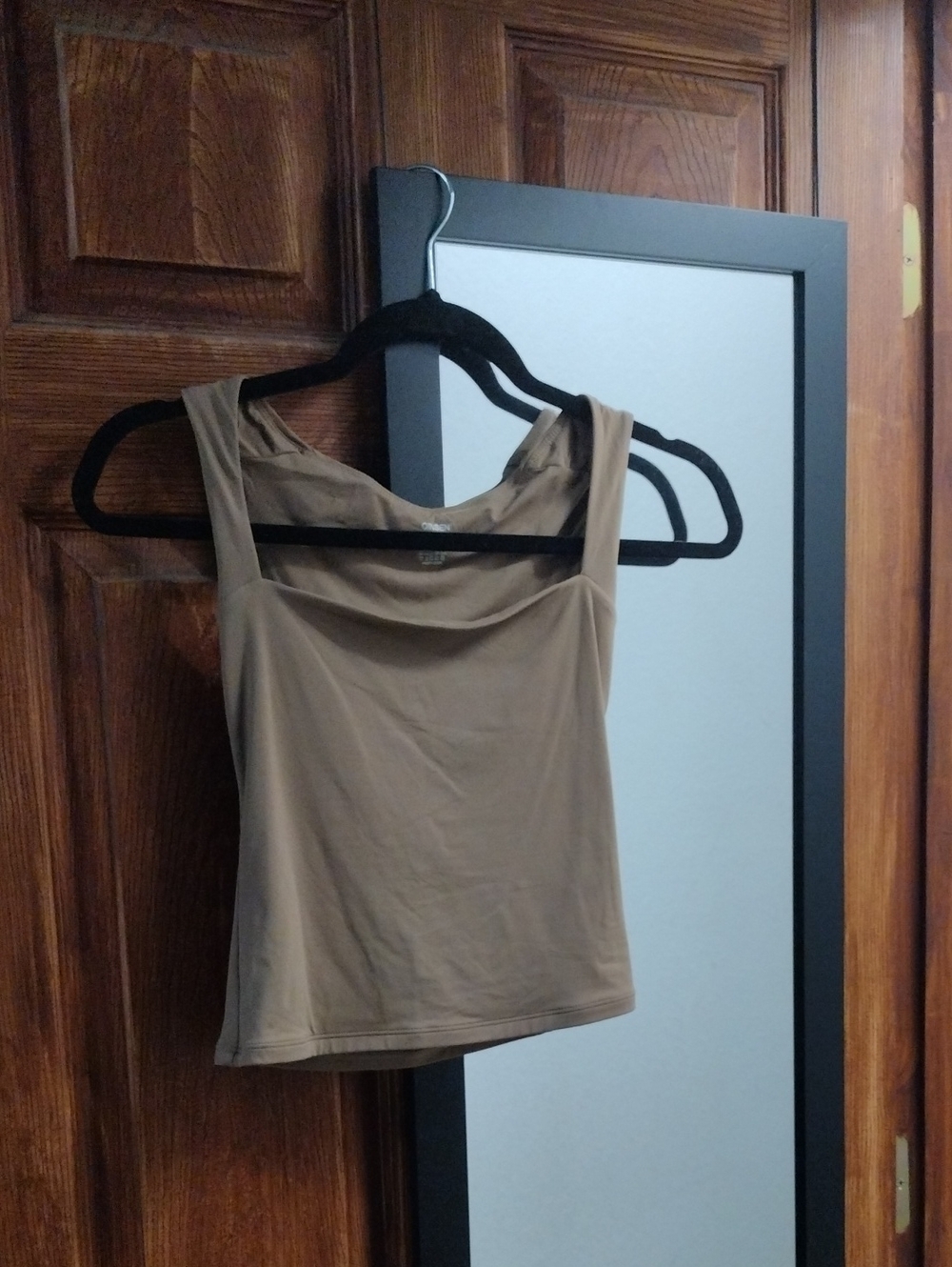 Women’s Beige Square-Neck Tank Top
